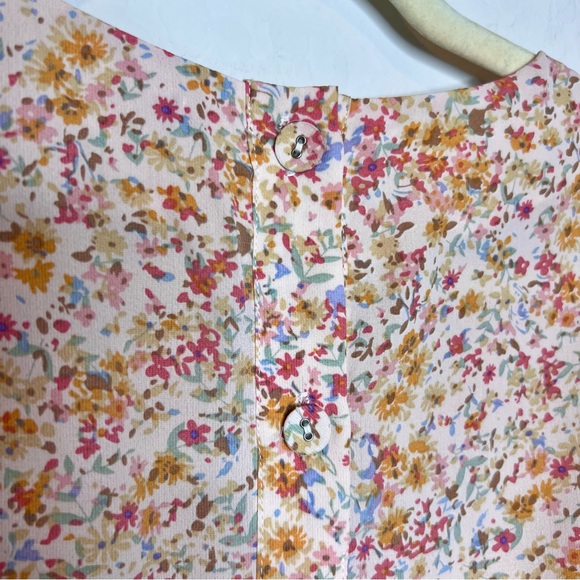 LULUS Isn't She Darling Blush Floral Print Puff Sleeve Mini Dress. Size Large - Picture 10 of 14